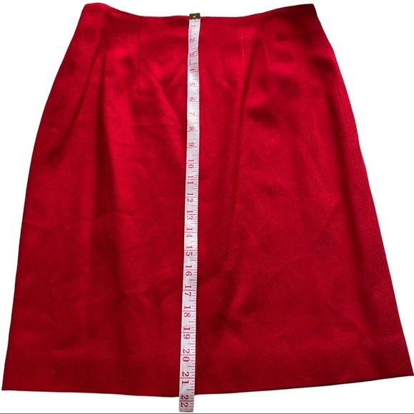 Vtg Casual Corner Christmas Red Black Collar 100% Wool Fully-Lined Skirt Suit 10 - Picture 11 of 11